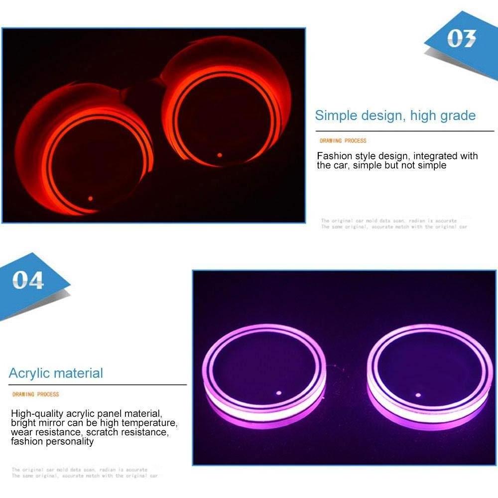 Universal LED car cup light pad RGB beverage coaster accessories interior decoration atmosphere compatible with BMW Jeep