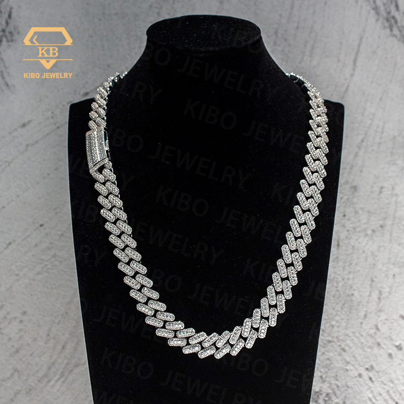 Hip Hop Chains Jewelry For Men 15mm Clustered Real Moissanite Big Diamonds Cuban Link Chain 925 Silver Necklace Iced Out Chain