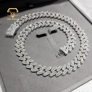 Hip Hop Chains Jewelry For Men 15mm Clustered Real Moissanite Big Diamonds Cuban Link Chain 925 Silver Necklace Iced Out Chain