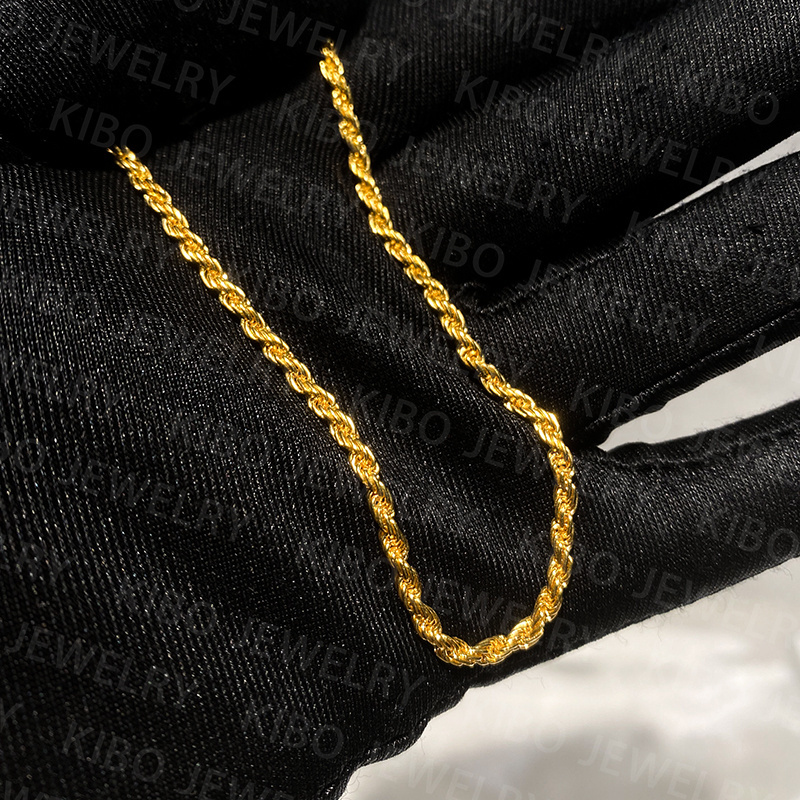 Wholesale Pure Gold Filled Real Solid 24K Solid Gold For Men Rope Link Chains For Mens Hip Hop Necklace