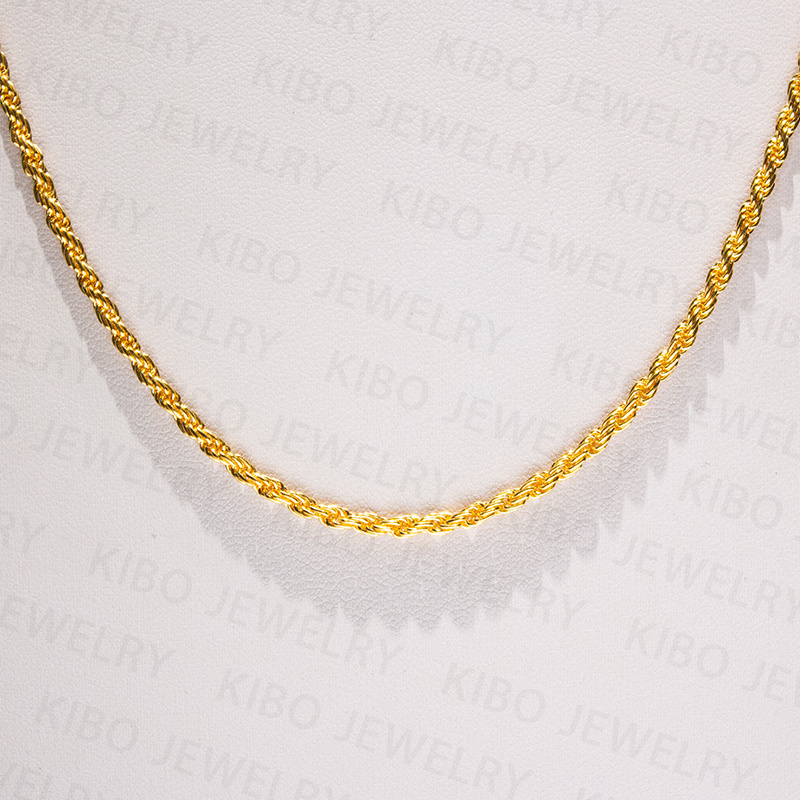 Wholesale Pure Gold Filled Real Solid 24K Solid Gold For Men Rope Link Chains For Mens Hip Hop Necklace