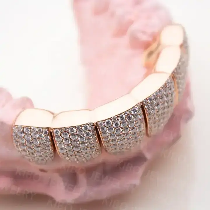 Fashion Jewelry 10K 14K Gold Plated Honeycomb Setting 925 Silver VVS Custom Hip Hop Iced Out Moissanite Grillz Teeth Grillz