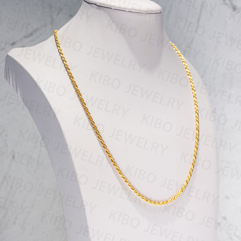 Wholesale Pure Gold Filled Real Solid 24K Solid Gold For Men Rope Link Chains For Mens Hip Hop Necklace