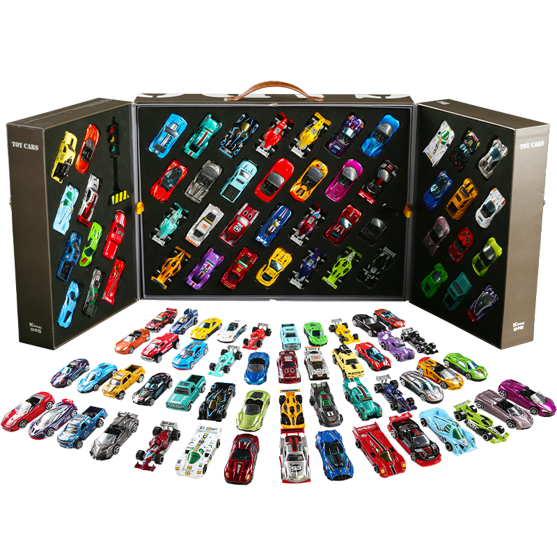 Collector's alloy car model set, die-cast children's metal car 1:64 boy toy map, traffic light set box, gift