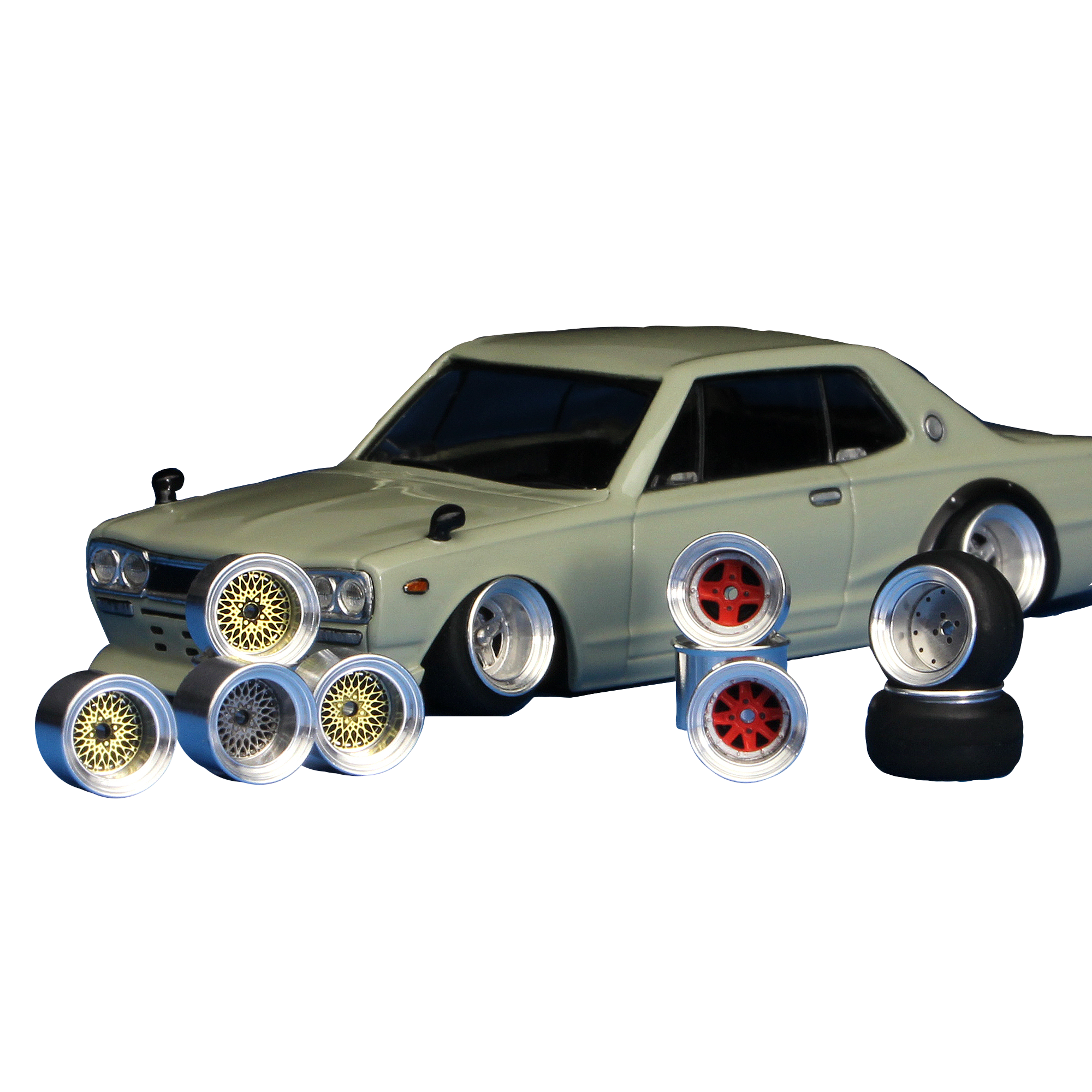 BNDS 1/64 4pcs Set hot Metal Wheels Alloy Wheels Rubber Tires for diecast toys model car parts