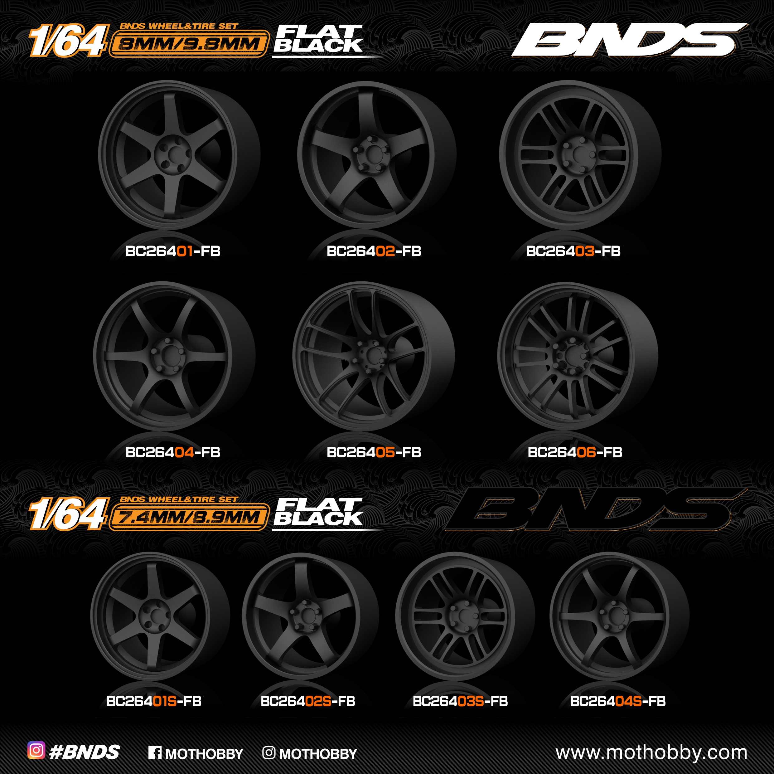 BNDS 1:64 10/Set Boxes Gift Toys ABS metal Wheels Rubber Tires by FLAT BLACK model car parts