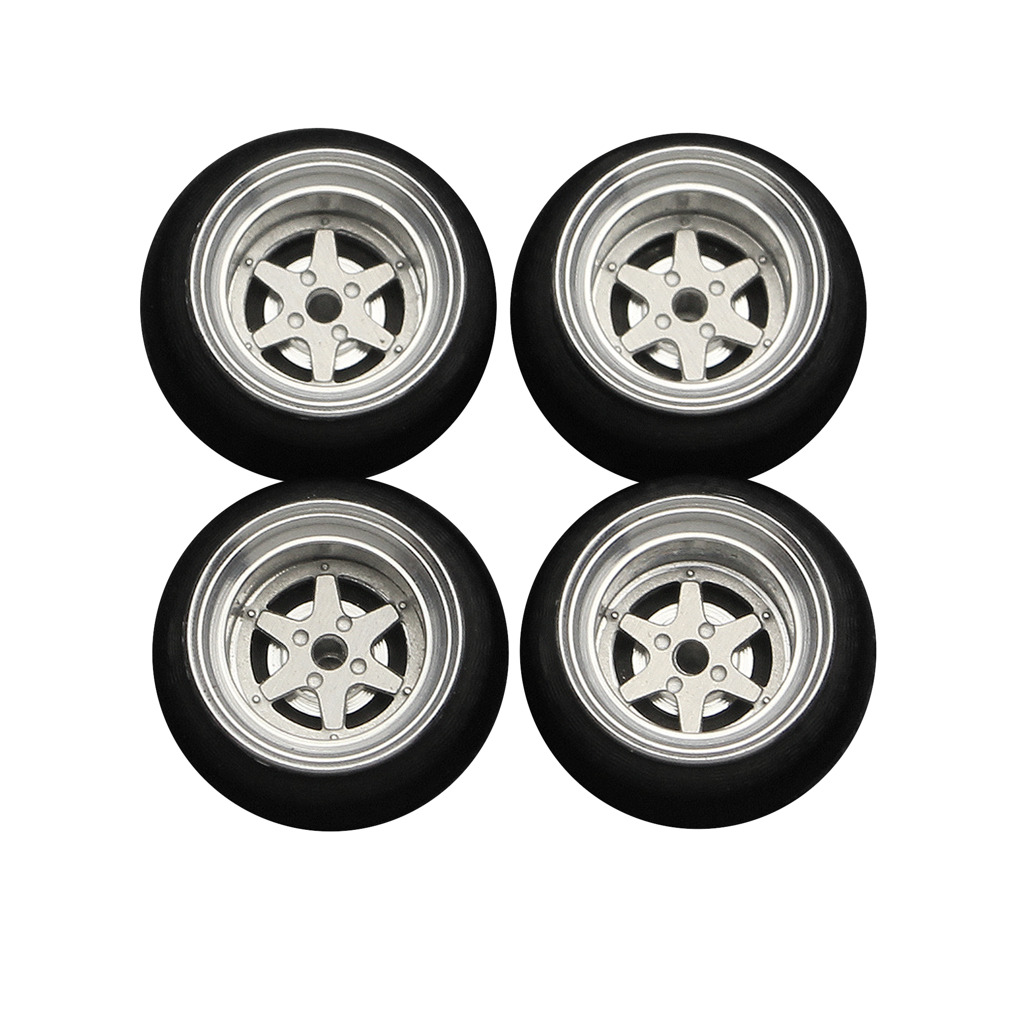 BNDS 1:64 HOT Metal Wheels Rubber Tires by Rim Custom Modified Parts JDM VIP Style Model Car Vehicle 4pcs Set BC64062