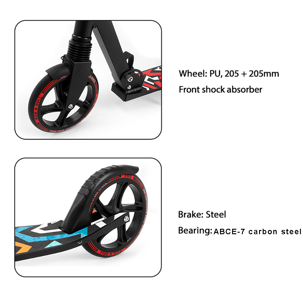 Wholesale Two Wheel Scooter Kick Scooter with Suspension, One Step Folding System, 205mm Wheel