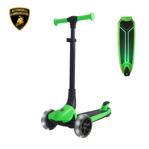 Licensed Lamborghini Kids Scooter Foldable Three Wheel Scooter with Wide Deck Flash PU Wheel and Deck