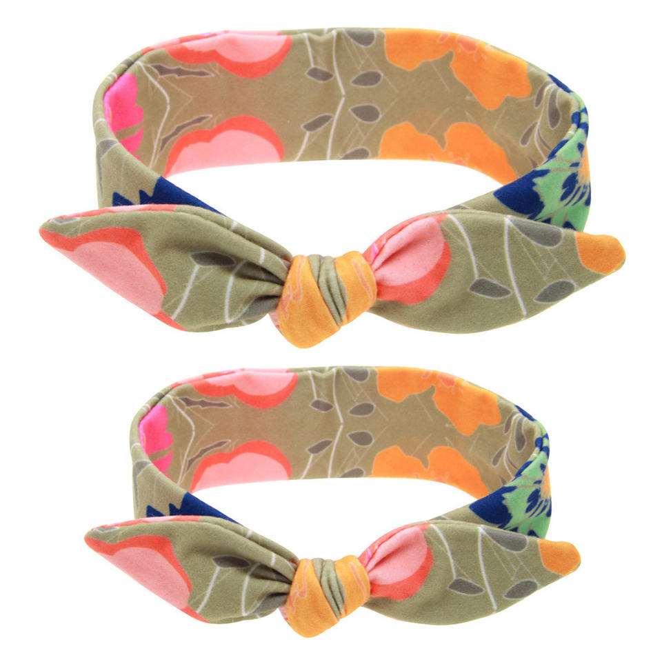 kids Big Soft Elastic Headband Printed Head Wrap 100% Cotton Fabric Baby Ribbon Headbands