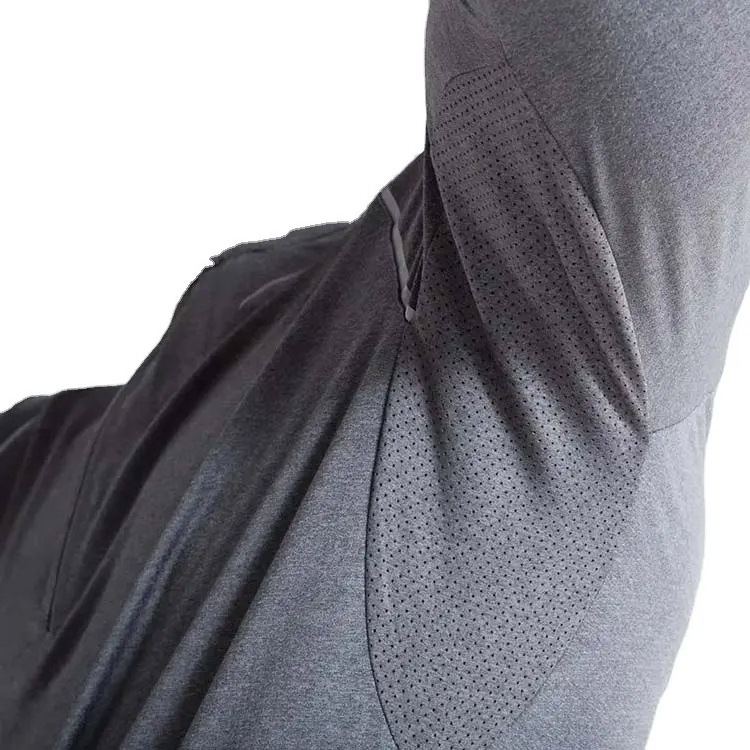 Wholesale Sports Gym Active Wear Clothes Quarter Zip Top Sleeve For Men T Shirt With Thumb Hole