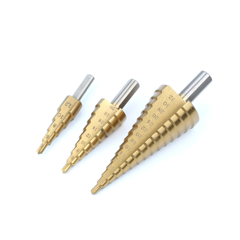 Factory High Quality 4-12mm/4-20mm/4-32mm Tool High Speed Steel Step Drill Bits Set