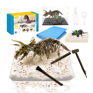 Dinosaur skeleton sculpture other educational toy for kid, Animals & dinosaur fossil model toy set, Triceratops dinosaur dig kit