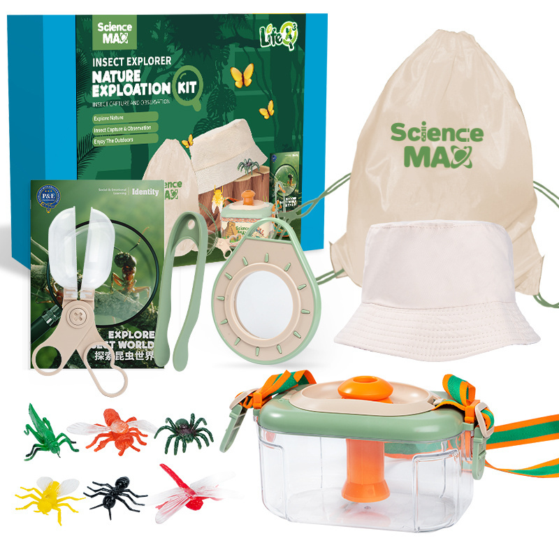 12 pcs outdoor explore kit Bug Catcher Kit for Kids with Butterfly Net Critter Keeper Magnifying Glass Insect Catcher