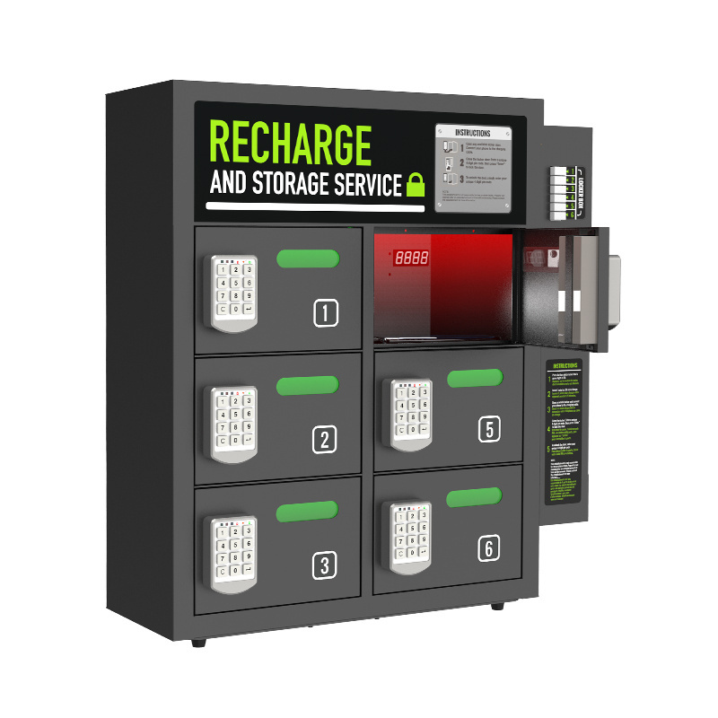 ACRCAS Used Coin Operated 6 Bay Cell Phone Charging Lockers for Hotel Lobbies