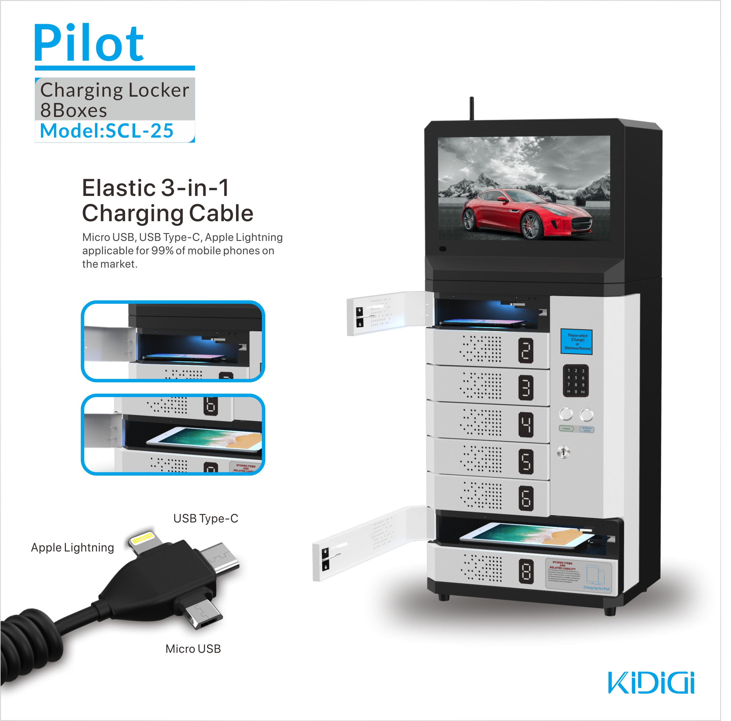 safes power station products 2023 display racks Digital Locker  Phone charging station Fast Charging Multi-grid vending machine