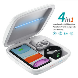 Customized Portable UV-C light Multifunctional 4 in 1 Wireless Charger Dock UV Sterilizer Disinfection Box