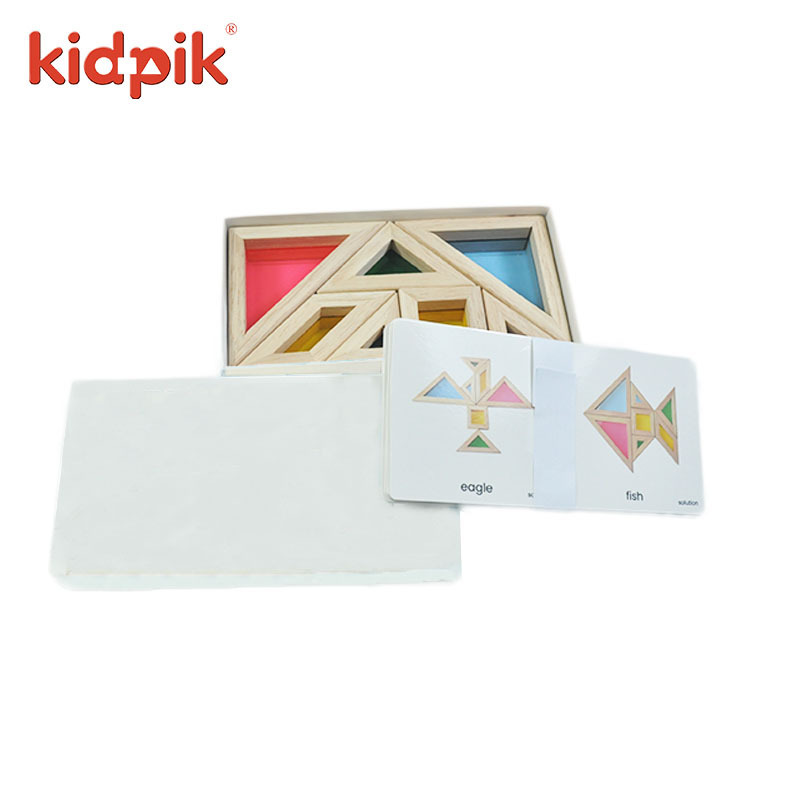 Kidpik Chinese Tangram Toys Mini Building Blocks Sets Children Early Education Cognitive Toys Rainbow Wooden Tangram Puzzle