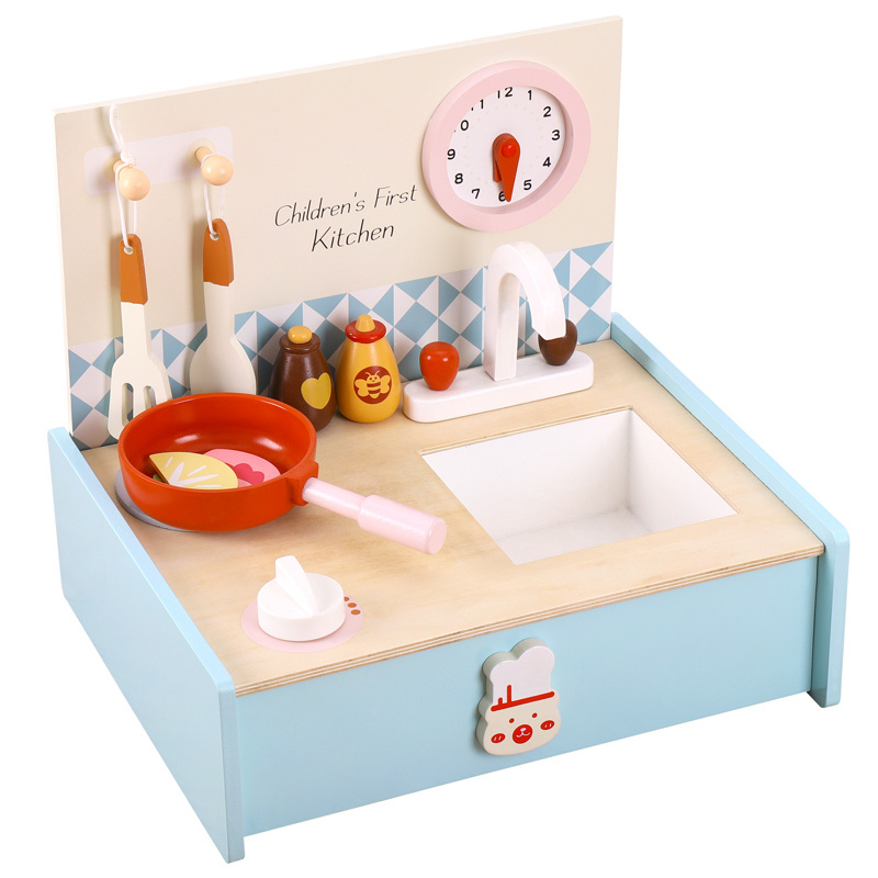 Funny Wooden Kitchen Toys Pretend Mini Cooking Bench Toy Sets kids Home Education Cooking wooden toys