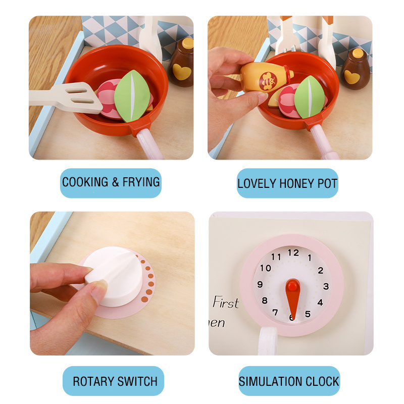 Pretend Play Mini Kitchen Toys Real Table Cooking Bench Tableware Cooking Set Pretend Play Set Kitchen Toys For Children Kids