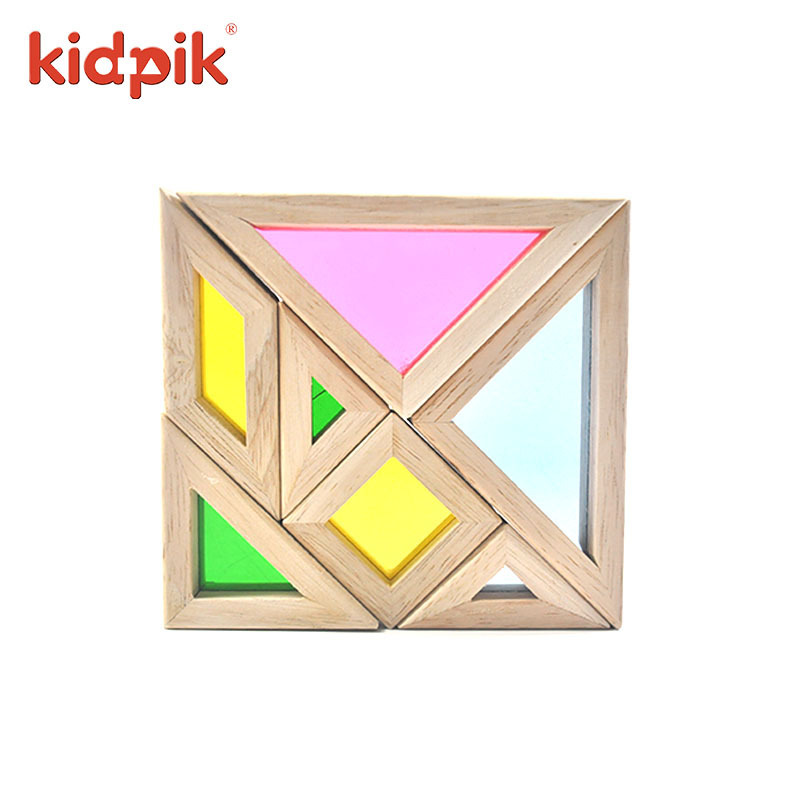 Kidpik Chinese Tangram Toys Mini Building Blocks Sets Children Early Education Cognitive Toys Rainbow Wooden Tangram Puzzle