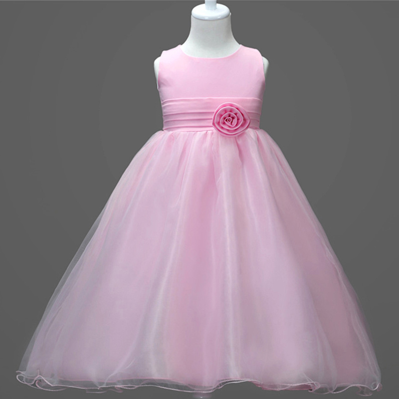 2-14 years kids party dress girls clothing children girl birthday dress summer clothes solid girl party dresses princess