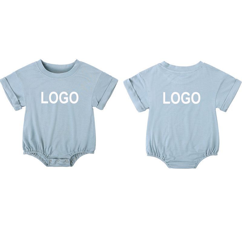 custom plain baby rompers bamboo boy clothes wholesale summer newborn boy girl infant bubble new born romper