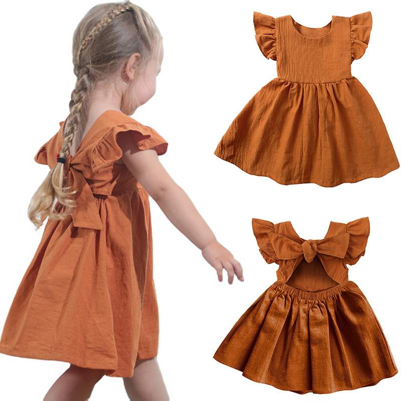 children flower baby girls' dresses princess summer kids party clothes cotton toddlers dress