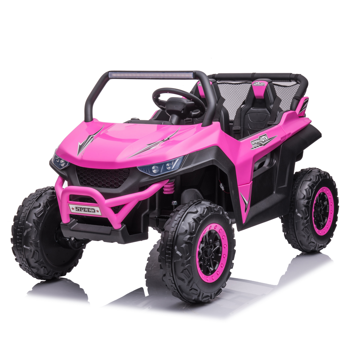 24V Power Battery 4WD 2 Seat Child Electric UTV Kids Big Wheels Toy Pink Color Remote Control Ride On Car