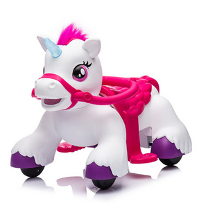 2024 Hot Selling Unicorn Shape With Fur Electric Ride On Car For Child 6V Cute Design Kids Car