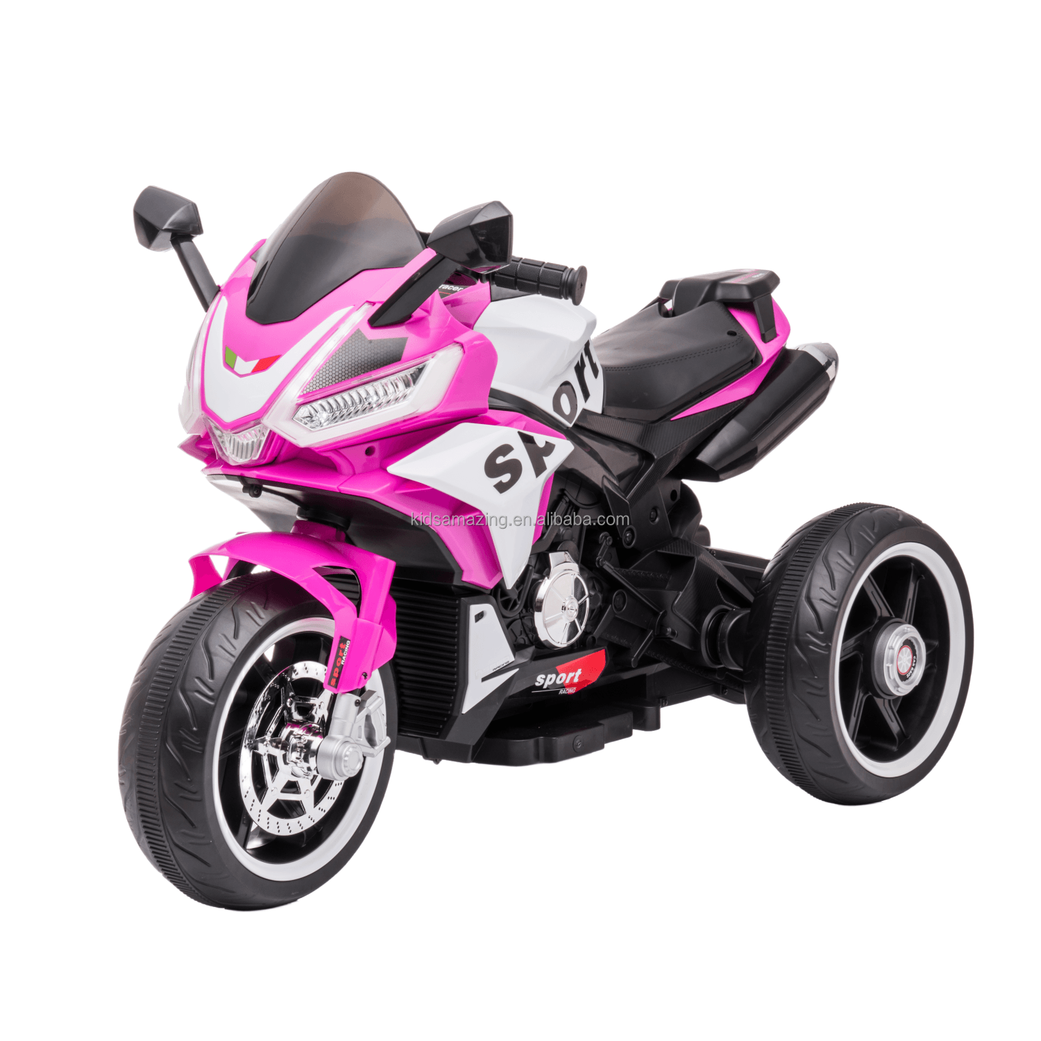 New Design Pink Toy Three Wheel Electric Motorcycle For Kids Music Light Battery Ride On Car