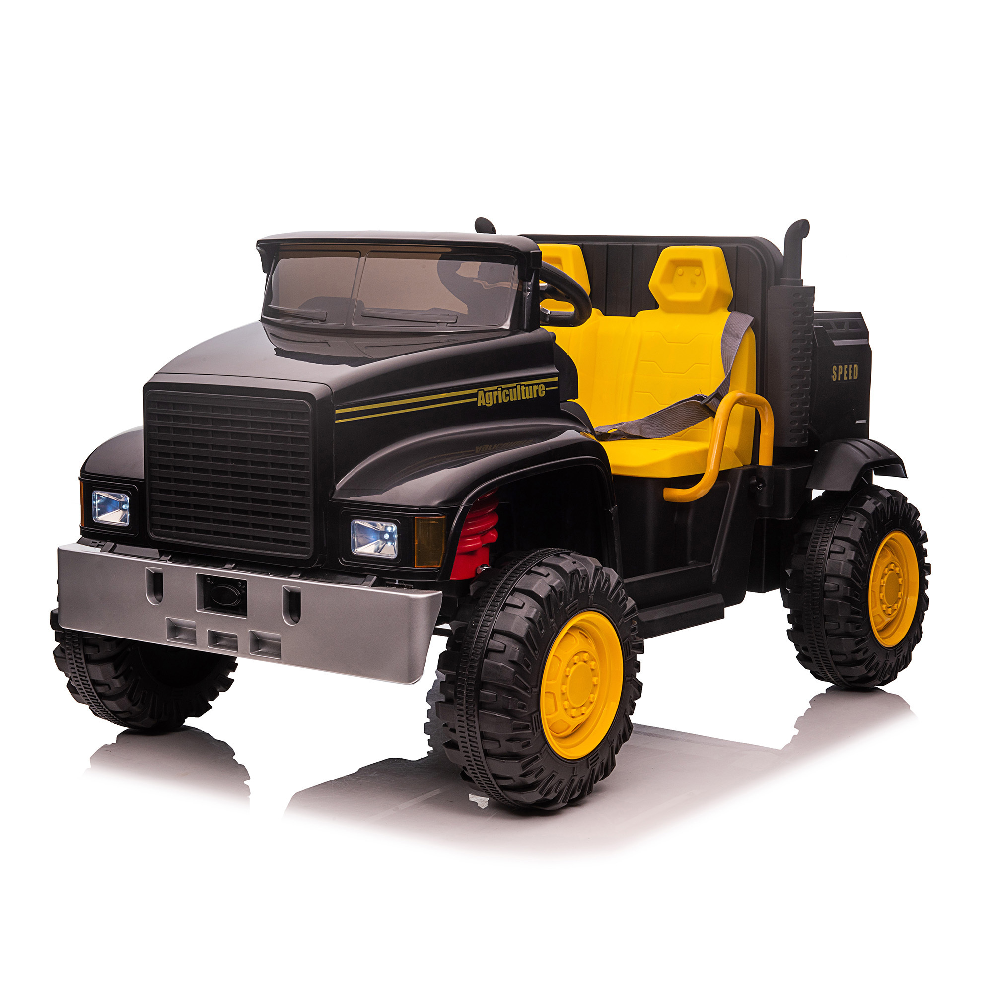 Good Quality Two Seat Child Electric Ride On Car Tractor With Rear Bucket For Kids Toys Remote Control