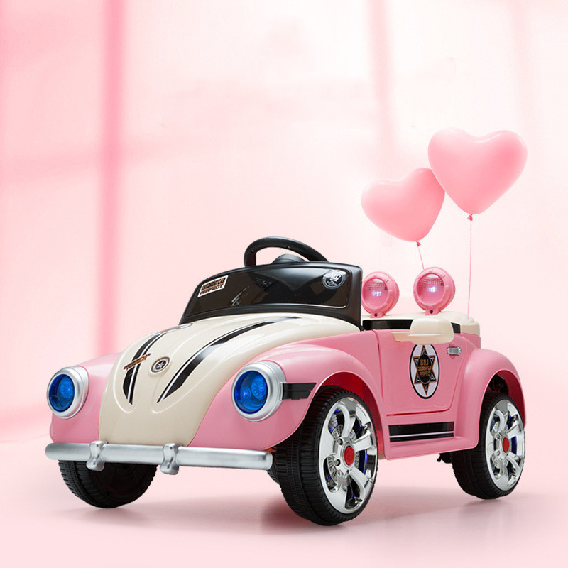 Toy Princess Pink Children's Electric ride on Car for kids Beetle Four Wheel Rechargeable Remote Control Car Child's