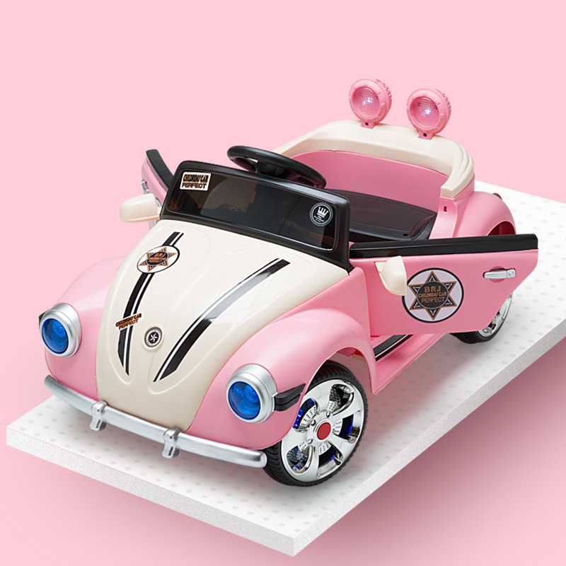 Toy Princess Pink Children's Electric ride on Car for kids Beetle Four Wheel Rechargeable Remote Control Car Child's