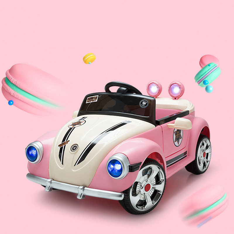 Toy Princess Pink Children's Electric ride on Car for kids Beetle Four Wheel Rechargeable Remote Control Car Child's