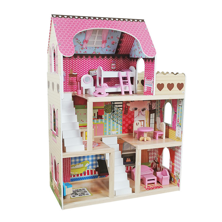 New 2024 Wooden High Quality DIY Big Toys pretend Play doll houses