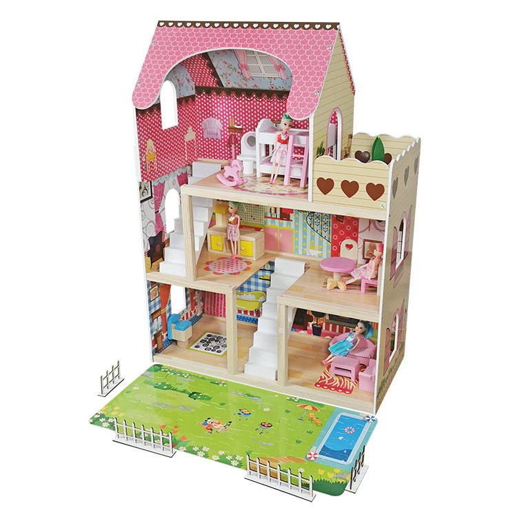 New 2024 Wooden High Quality DIY Big Toys pretend Play doll houses