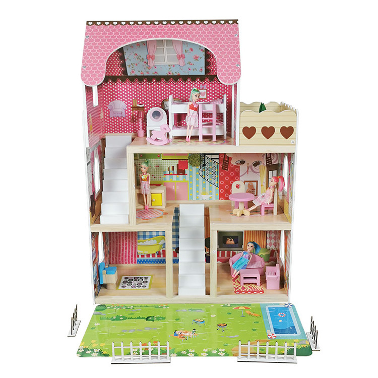 New 2024 Wooden High Quality DIY Big Toys pretend Play doll houses