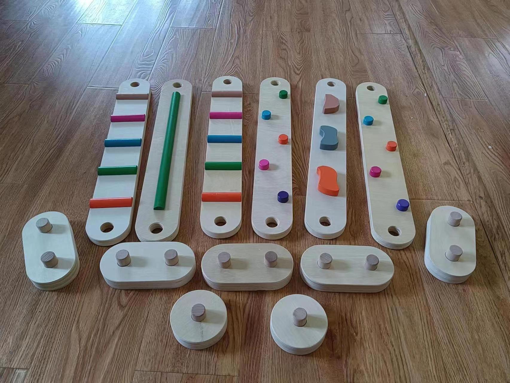 Montessori Eco Wood Balance Beam  Stepping Stones  Natural & Pastels