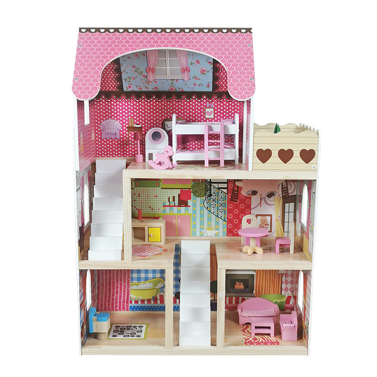 New 2024 Wooden High Quality DIY Big Toys pretend Play doll houses