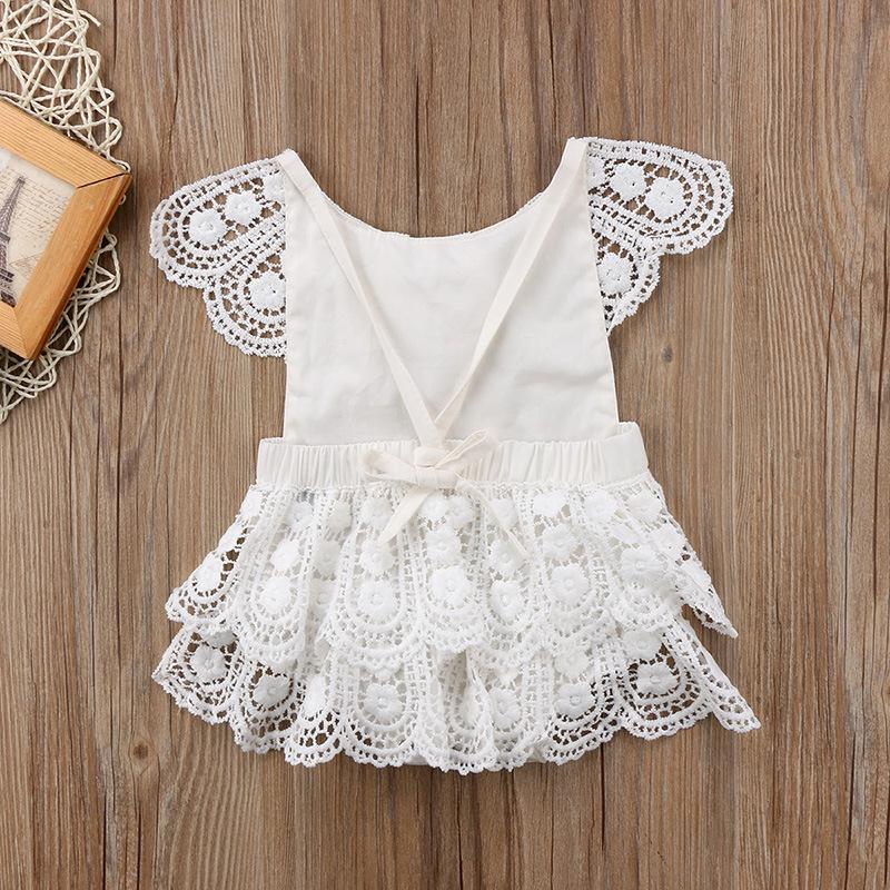 New Cute Newborn Infant Baby Girls Romper Jumpsuit Tutu Lace Ruffle White Backless Princess Dress Baby romper