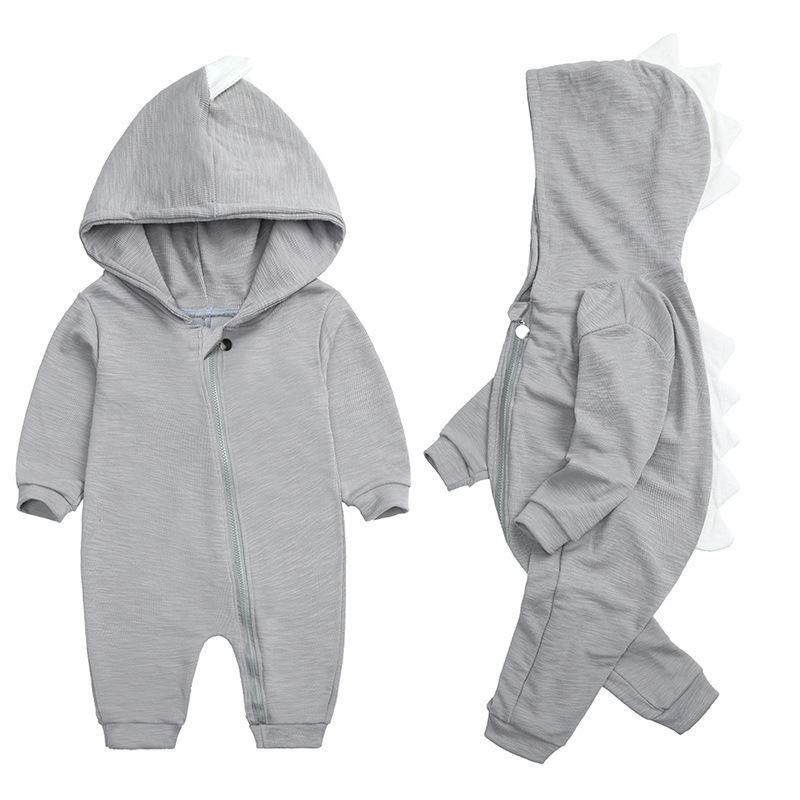 New infants dinosaur hooded cotton jumpsuit for boys and girls long-sleeved cartoon rompers baby jumpsuit