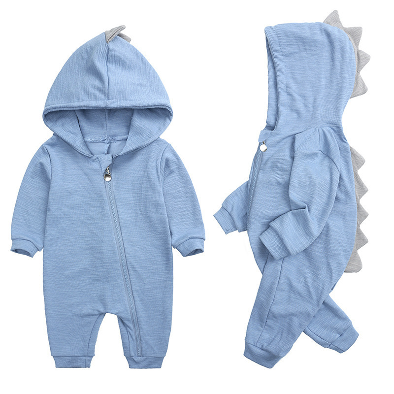 New infants dinosaur hooded cotton jumpsuit for boys and girls long-sleeved cartoon rompers baby jumpsuit