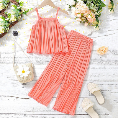 Hot children's clothing 2024 foreign trade new children's clothes foreign style halter wide-leg pants summer girls' suit