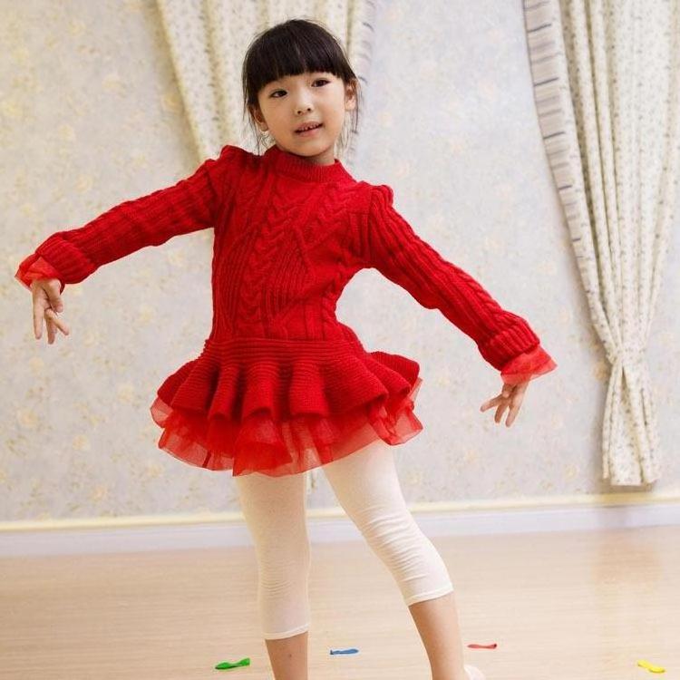 Thick Warm Girl Dress Christmas Wedding Party Dresses Knitted 2022 Winter Kids Girls Clothes Children CLothing Girl Dress