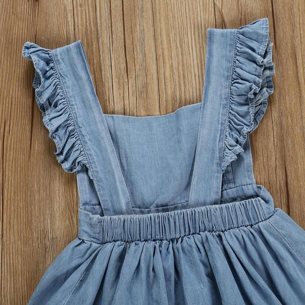 Baby Girl Clothes Dresses Toddler Baby Kids Girls Solid Fly Sleeve  Denim Princess Dresses summer denim Clothes