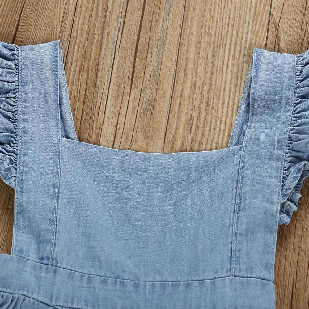 Baby Girl Clothes Dresses Toddler Baby Kids Girls Solid Fly Sleeve  Denim Princess Dresses summer denim Clothes