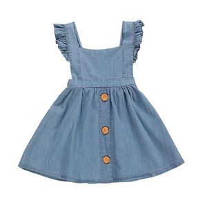 Baby Girl Clothes Dresses Toddler Baby Kids Girls Solid Fly Sleeve  Denim Princess Dresses summer denim Clothes