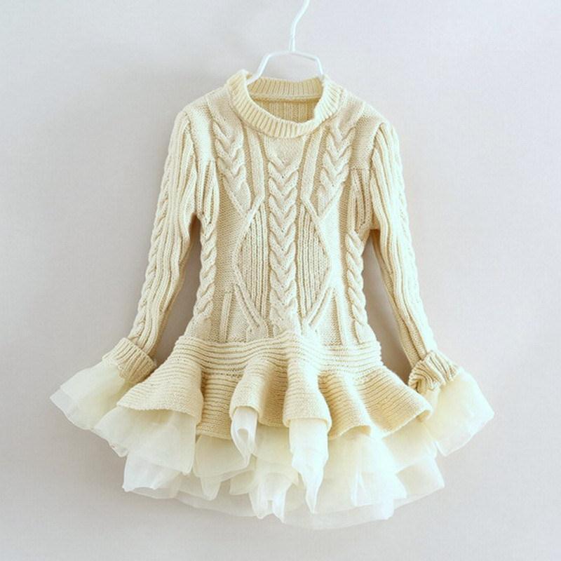 Thick Warm Girl Dress Christmas Wedding Party Dresses Knitted 2022 Winter Kids Girls Clothes Children CLothing Girl Dress