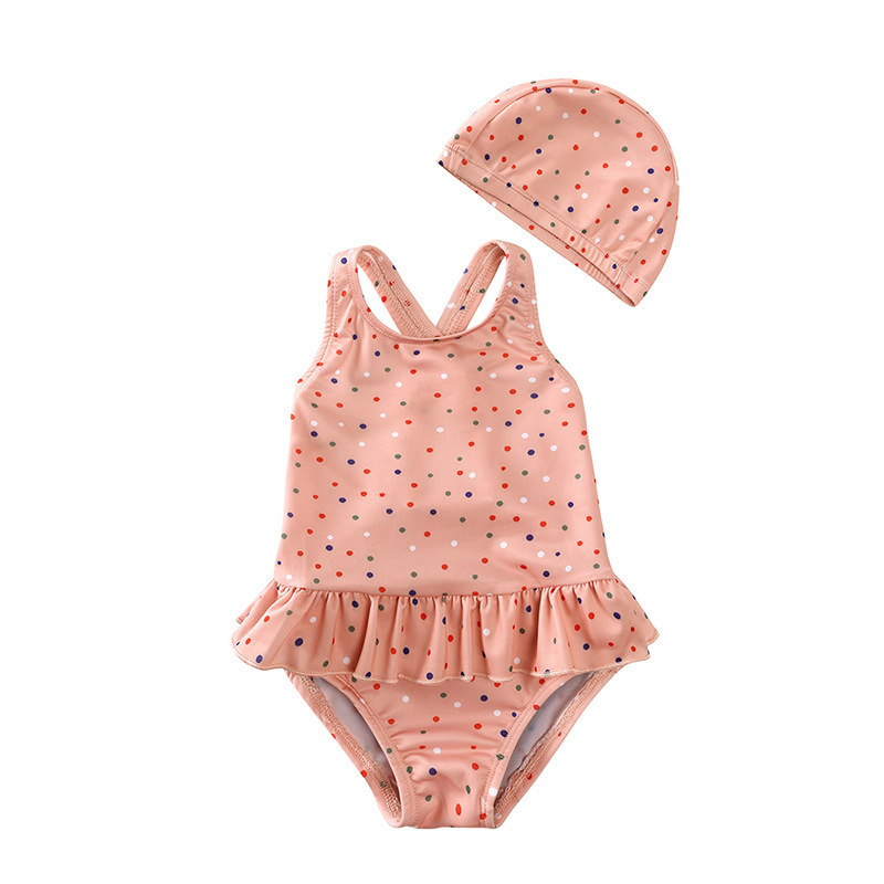 Summer backless Baby girls swimsuit with hat  kids girls swimwear little girl bikini